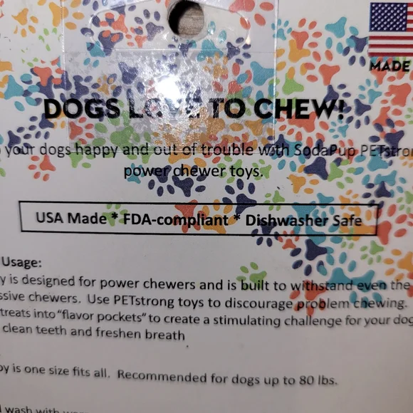 SodaPup Paw Print Power Chewer Dog Toy Pink New - Picture 9 of 9